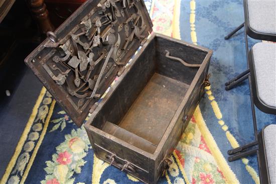 An 18th century German Armada chest, W.2ft 5in. D.1ft 4in. H.1ft 2in.